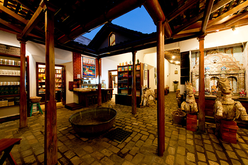 The courtyard of the BAREFOOT store in the Galle Fort. Sri Lanka.