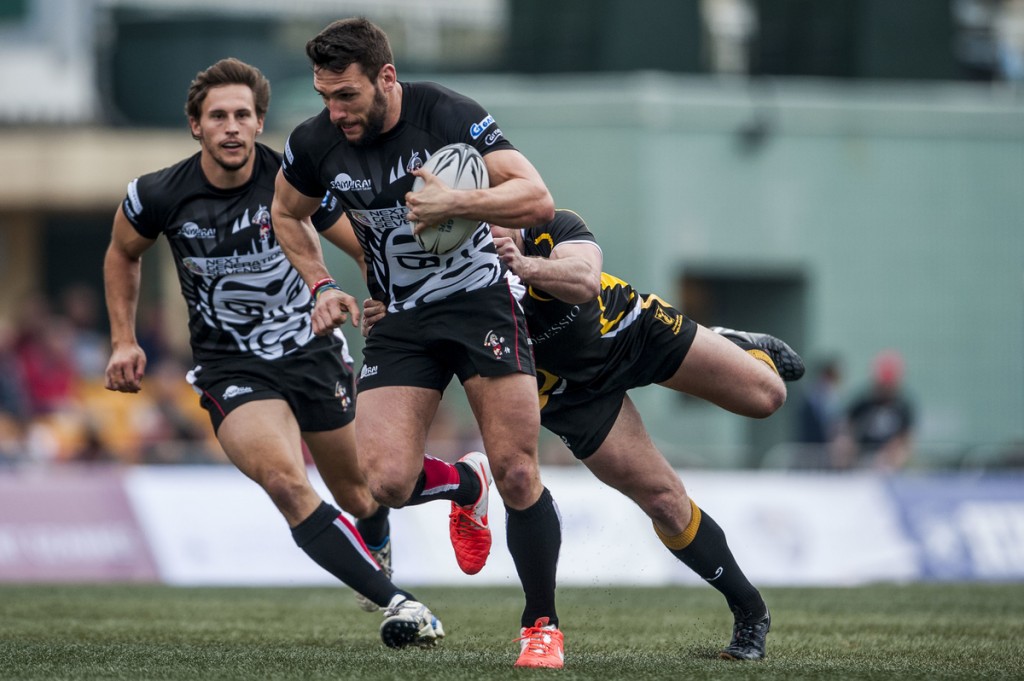 Samurai International vs Stockholm Exiles during the 2015 GFI HKFC Tens at the Hong Kong Football Club on 25 March 2015 in Hong Kong, China. Photo by Xaume Olleros / Power Sport Images