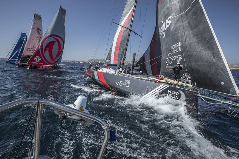 Alicante stopover, practice race on-board Vestas 11th Hour Racing. Photo by James Blake/Volvo Ocean Race. 13 October, 2017.