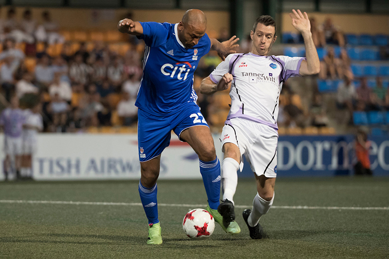 Citi All Stars (in blue) vs Discovery Bay (in white) during their Masters Tournament match, part of the HKFC Citi Soccer Sevens 2017 on 26 May 2017 at the Hong Kong Football Club, Hong Kong, China. Photo by Chris Wong / Power Sport Images