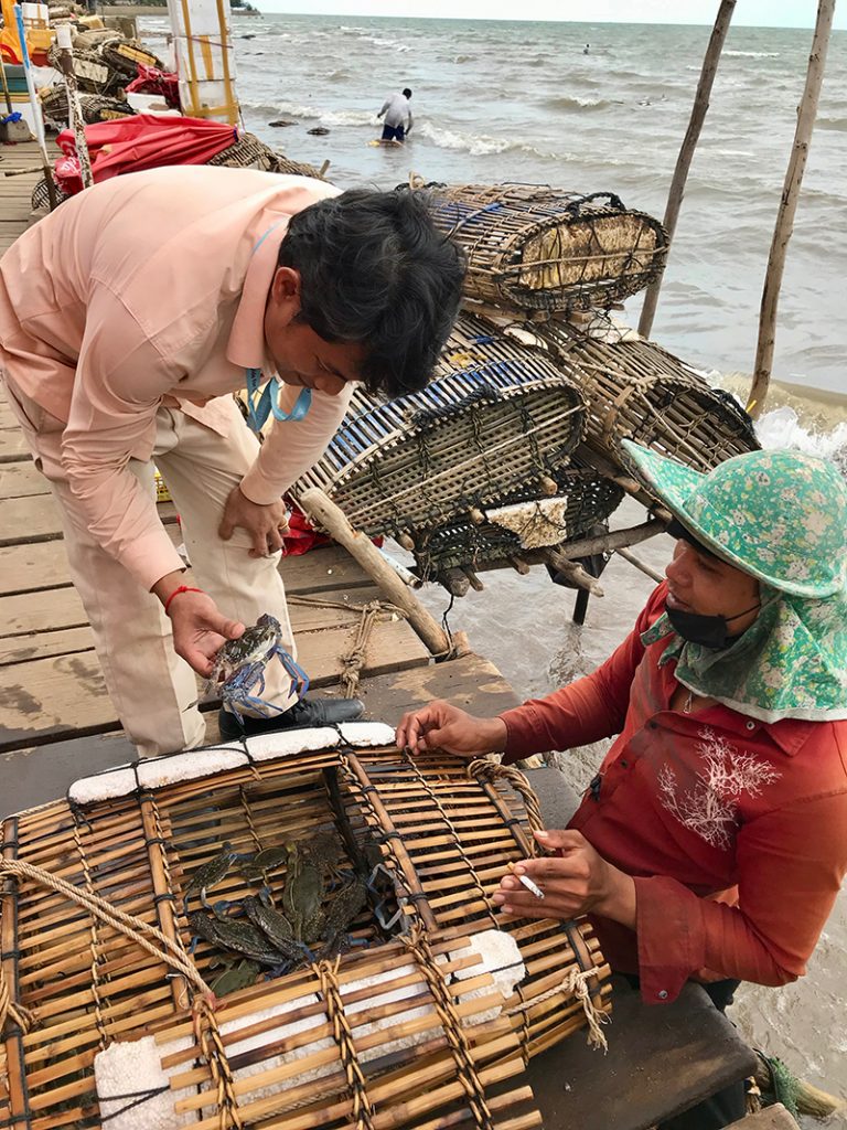 Crab fisherman at Kep, Cambodia.