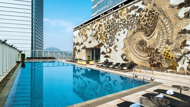 The rooftop pool at the W Hotel in Hong Kong. 