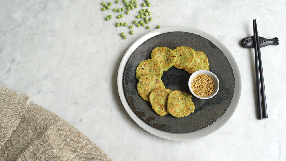 A plate of pea pancakes, a dish prepared in Korean temple food