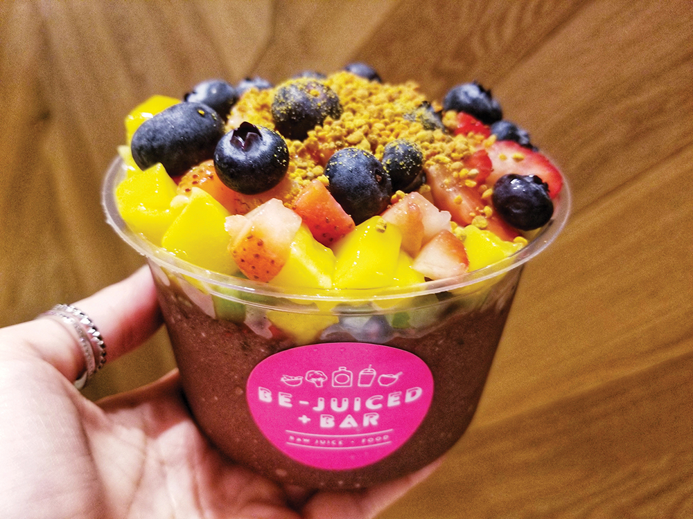 A smoothie bowl with CBD in it, at a Hong Kong juicery